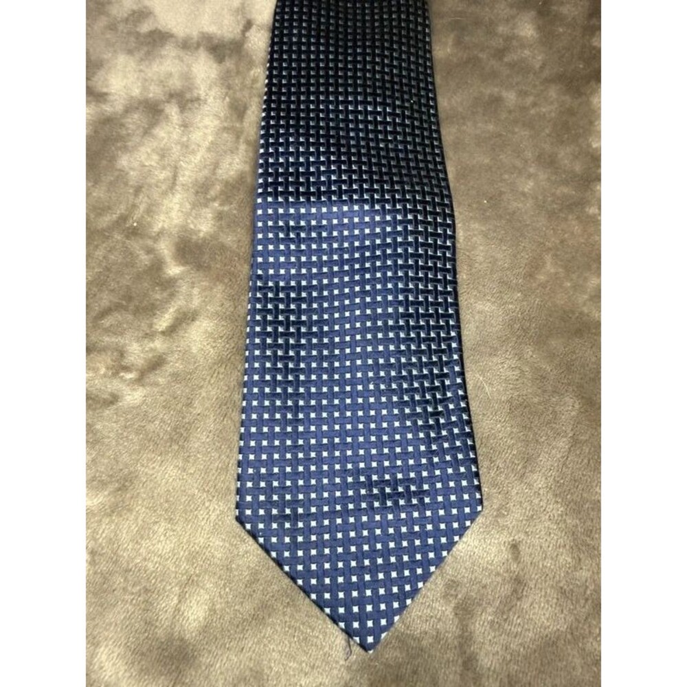 Alexandre London Savile Row Silk Tie Navy Silver Geometric Old Money Mens